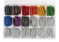 914-0602 RS PRO Slide On Cable Marker Kit, Black, Blue, Brown, Green, Grey, Orange, Red, Violet, White, Yellow, Pre-printed "-,