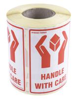 912-9333 RS PRO Paper Safety Labels, Handle with Care-Text 79 mm x 108mm