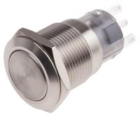 811-8575 RS PRO Push Button Switch, Latching, Panel Mount, 19mm Cutout, SPDT, 250V ac, IP65, IP67