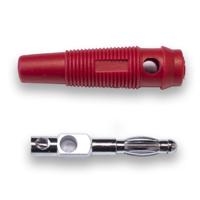 bu-32616-2 Mueller Electric Red Male Banana Plug, 4 mm Connector, Screw Termination, 24A, 30 V ac, 60V dc, Nickel Plating