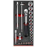 modmsl1 Facom 23-Piece Metric 1/2 in Standard Socket Set with Ratchet, 6 point