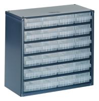 137546 Raaco 24 Drawer Storage Unit, Steel, 283mm x 306mm x 150mm, Blue