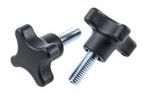 702-7695 RS PRO Black 4-Arm Clamping Knob, M8, Threaded Stud