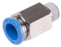 qs-18-8 Festo QS Series Straight Threaded Adaptor, R 1/8 Male to Push In 8 mm, Threaded-to-Tube Connection Style, 153004