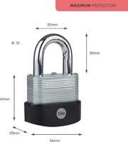 y127b551291 Yale Padlock Weatherproof Padlock, 9mm Shackle, 56mm Body