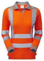 pr703-14 PULSAR PR703 Orange Women Hi Vis Polo Shirt, 14