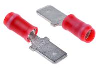 66023-2 TE Connectivity PIDG FASTON .250 Red Insulated Male Spade Connector, Tab, 6.35 x 0.81mm Tab Size, 0.3mm² to 1.4mm²