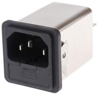 fn261s-6-06-10 Schaffner 6A, 250 V ac Male Snap-In IEC Filter FN261S-6-06-10, Faston