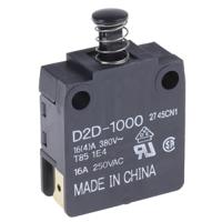 d2d-1000 Omron Door Micro Switch, Plunger, SPDT 16 A @ 250 V ac IP40, -25 → +85°C