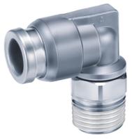 kqb2l10-03s SMC KQB2 Series Elbow Threaded Adaptor, R 3/8 Male to Push In 10 mm, Threaded-to-Tube Connection Style