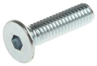 483-9818 RS PRO Bright Zinc Plated Steel Hex Socket Countersunk Screw, DIN 7991, M4 x 16mm
