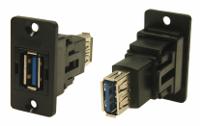218-8300 RS PRO Straight, Panel Mount, Socket to Socket- Dual Port Type A to A 3.0 USB Connector