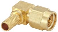 32s207-306l5 Rosenberger SMA Series, Plug Cable Mount SMA Connector, 50Ω, Crimp Termination, Right Angle Body