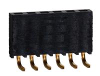 ssq-106-02-g-s-ra Samtec SSQ Series Right Angle Through Hole Mount PCB Socket, 6-Contact, 1-Row, 2.54mm Pitch, Solder Termination