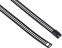121-674 RS PRO Cable Tie, Ladder, 610mm x 7 mm, Black Polyester Coated Stainless Steel, Pk-100