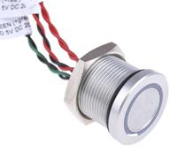 pbar9af0000a2a APEM Illuminated Piezo Switch, Momentary, Pulse, SPST, IP68, Flying Lead, 200 mA @ 24 V dc, -40 → +75°C