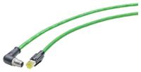 6xv18785sn10 Siemens, 10m Cat6a, Green M12 to Male RJ45, Aluminium foil with a braided tin-plated copper wire screen Shielded,