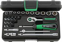 96011137 STAHLWILLE 29-Piece Metric 1/4 in Standard Socket/Bit Set with Ratchet, 6 point; Hex Bit; Phillips Bit; Slotted Bit