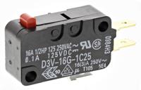 d3v-16g-1c25 Omron Pin Plunger Micro Switch, Tab Terminal, 16 A @ 250 V ac, SPDT, IP40