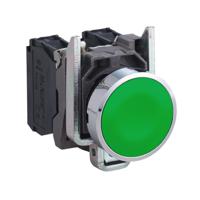 xb4ba35 Schneider Electric XB4 Series Push Button, Spring Return, Panel Mount, 22mm Cutout, 1NO + 1NC, 600V, IP66, IP67, IP69,