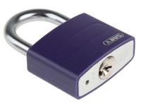 49937-t65al40-liliac-ka-6401 ABUS Key Weatherproof Aluminium, Steel Safety Padlock, Keyed Alike, 6.5mm Shackle, 43mm Body
