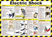 787-3729 Electric Shock Treatment Guidance Safety Poster, Semi Rigid Laminate, English, 420 mm, 590mm