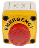 a02esi3b1021x0pea01a01yl5 APEM A02ES-I Series Twist Release Emergency Stop Push Button, Panel Mount, 22mm Cutout, 2NC, IP65