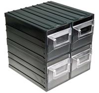 236-3612 RS PRO 4 Drawer Storage Unit, Plastic, 208mm x 208mm x 222mm, Transparent