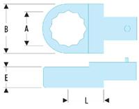 1214 Facom Spanner Head, 14 mm, 9 x 12mm Insert
