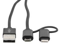 1700-0136 Ansmann , Male USB A to Lightning, Micro USB B, USB C, 480Mbps, 1.2m