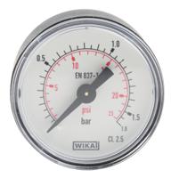 7833462 WIKA Analogue Pressure Gauge 1.6bar Back Entry 40mm Outside Diameter