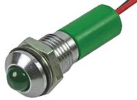723-9479 RS PRO Green Panel Mount Indicator, 24V dc, 8mm Mounting Hole Size, Lead Wires Termination, IP67