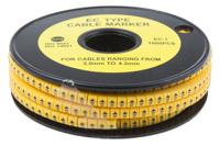 812-0938 RS PRO Slide On Cable Markers, Black on Yellow, Pre-printed "Earth", 3 → 4.2mm Cable