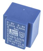 vb-0526 Block 6V ac 2 Output Through Hole PCB Transformer, 0.5VA