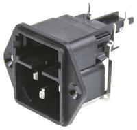 43013211 Schurter C14 Right Angle Panel Mount IEC Connector Male, 10A, 250 V, Fuse Size 5 x 20mm