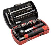 73-r39 SAM 39-Piece Metric 1/4 in Standard Socket/Bit Set with Ratchet, 6 point; Hex Bit; Phillips Bit; Pozidriv Bit; Slotted