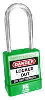 180-6839 RS PRO Green ABS, Steel Safety Lockout Padlocks, 5mm Shackle, 46mm Attachment