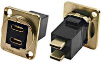 203-5582 RS PRO Straight, Panel Mount, Female to Male- Dual Port Type C IP40 Feedthrough USB Connector