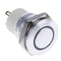 175-9579 RS PRO Illuminated Push Button Switch, Latching, Panel Mount, 16mm Cutout, SPST, Yellow LED, 36V dc, IP67