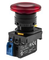yw1l-m4e10q4r Idec YW Series Illuminated Push Button Complete Unit, Panel Mount, 22mm Cutout, SPST, IP65