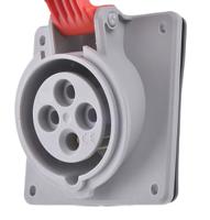 5-551-88 Legrand, P17 Tempra Pro IP44 Red Panel Mount 3P + E Industrial Power Socket, Rated At 16A, 415 V