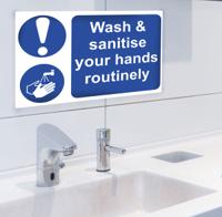201-3360 RS PRO PVC Mandatory Wash Hands Sign With English Text, 300 x 200mm