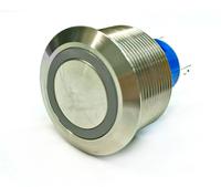 175-9679 RS PRO Illuminated Push Button Switch, Momentary, Panel Mount, 25.2mm Cutout, SPDT, Green LED, 250V ac, IP67