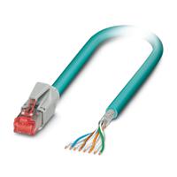 1415255 Phoenix ContactVS-IP20-OE-94F-LI/2.0, 2m Cat6, Blue RJ45 to Male Unterminated, Shielded Shielded, Terminated