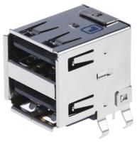 2410-05 Lumberg Right Angle, Through Hole, Socket- Dual Port Type A 2.0 USB Connector