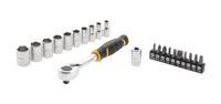 fmmt82679-0 Stanley 22-Piece Metric 1/4 in Standard Socket/Bit Set with Ratchet, 12 point; Phillips Bit; Slotted Bit; Torx Bit