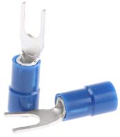 624-1279 RS PRO Insulated Crimp Spade Connector, 1.5mm² to 2.5mm², 16AWG to 14AWG, 3.7mm Stud Size Vinyl, Blue