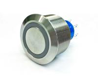 175-9671 RS PRO Illuminated Push Button Switch, Momentary, Panel Mount, 25.2mm Cutout, DPDT, White LED, 250V ac, IP67