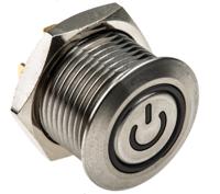 175-9572 RS PRO Illuminated Push Button Switch, Momentary, Panel Mount, 16mm Cutout, SPST, White LED, 36V dc, IP67