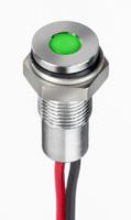171-3778 RS PRO Green Panel Mount Indicator, 10.8 → 13.2V dc, 6mm Mounting Hole Size, Lead Wires Termination, IP67